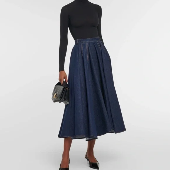 Alaïa Denim Midi Skirt - Picture 2 of 5